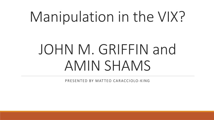 manipulation in the vix