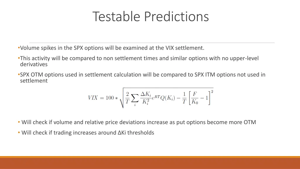 testable predictions