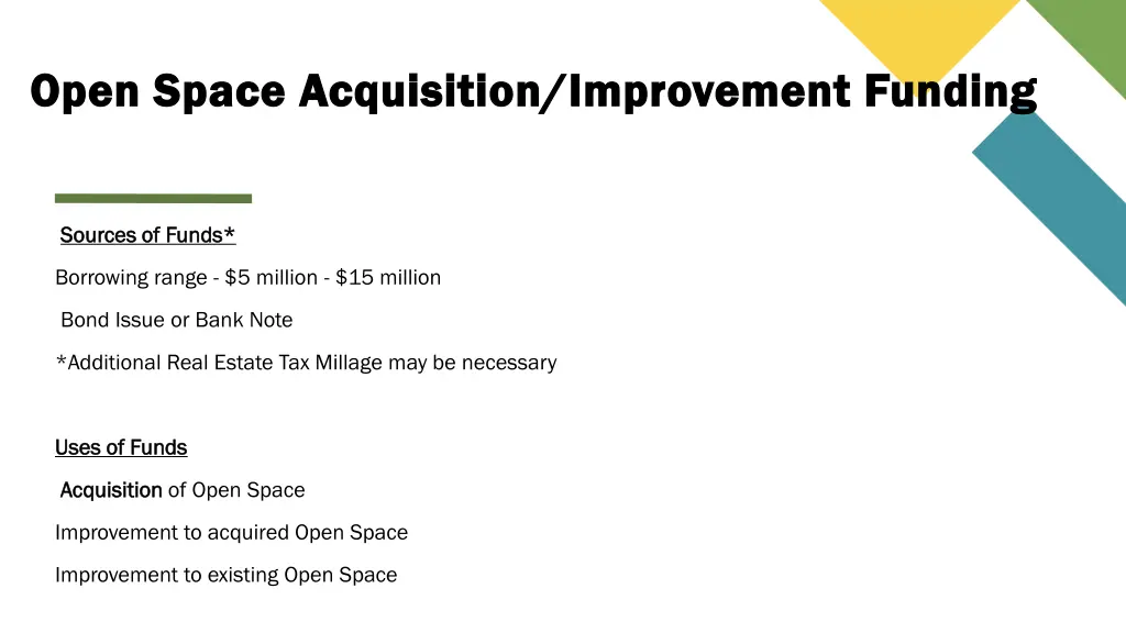 open space acquisition improvement funding open