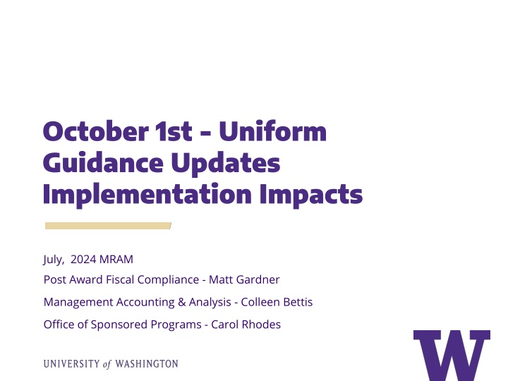 october 1st uniform guidance updates