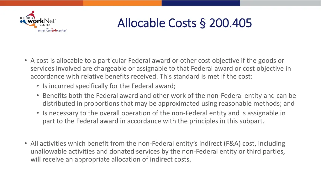 allocable costs allocable costs 200 405