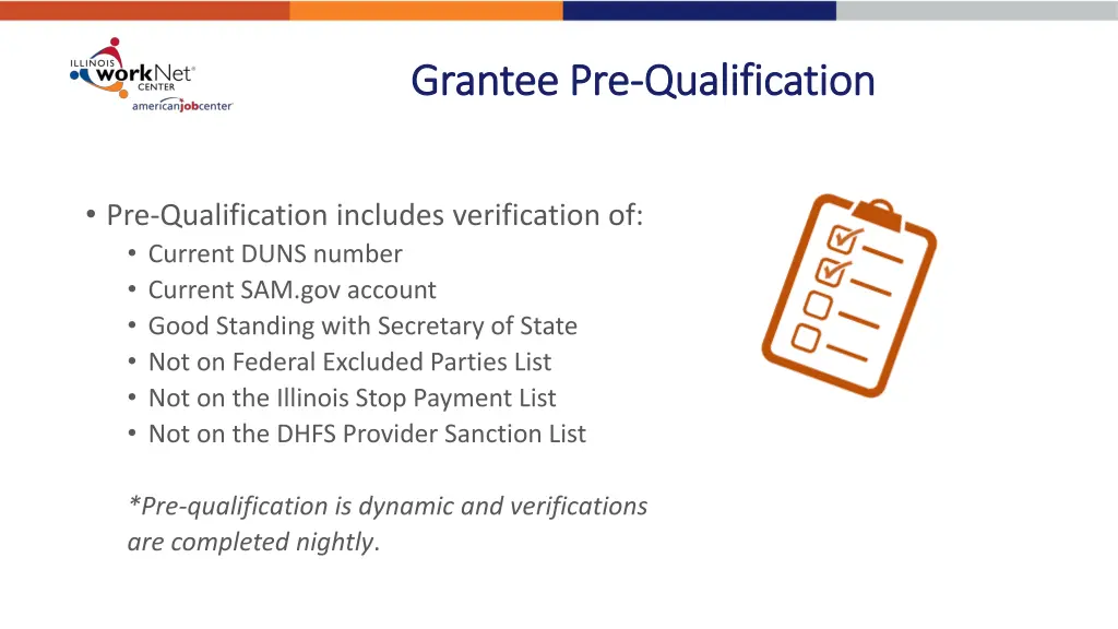 grantee pre grantee pre qualification