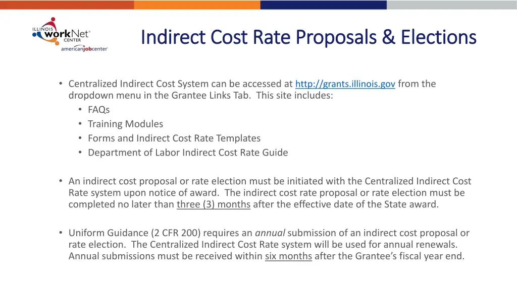 indirect cost rate proposals elections indirect