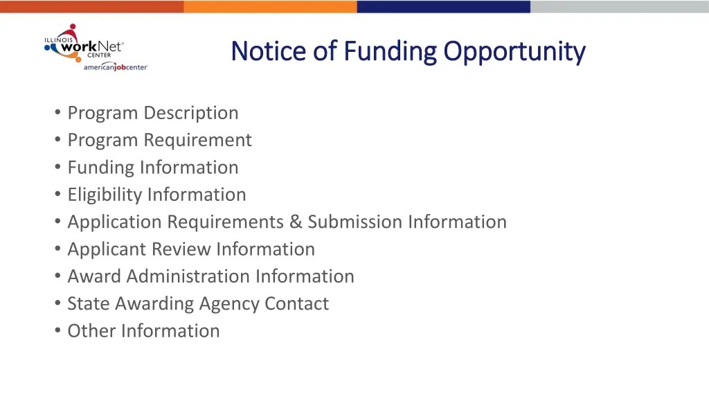 notice of funding opportunity notice of funding