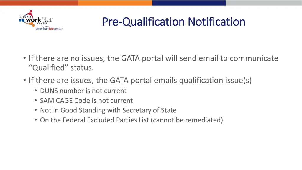pre pre qualification notification qualification