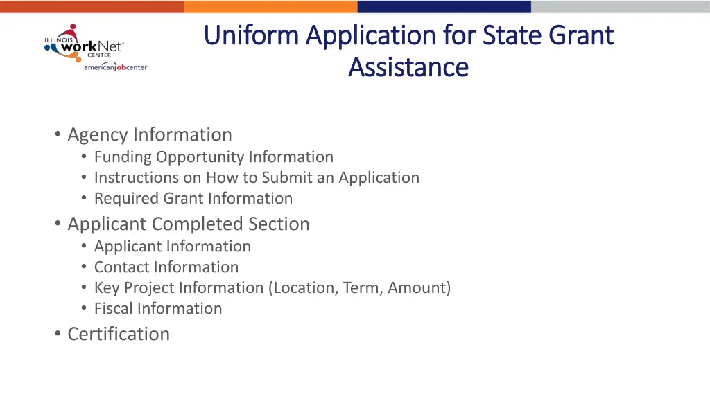 uniform application for state grant uniform