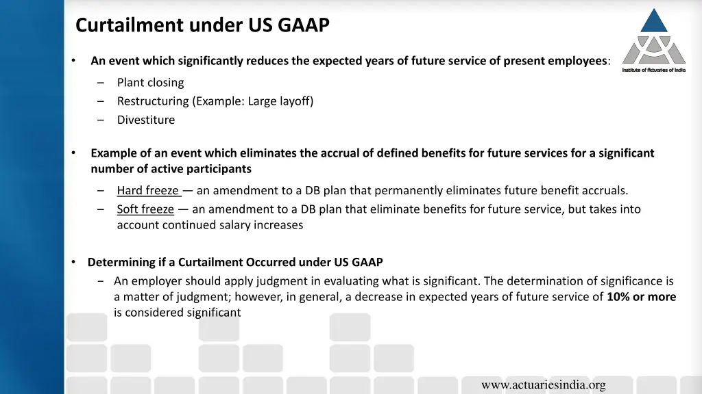curtailment under us gaap