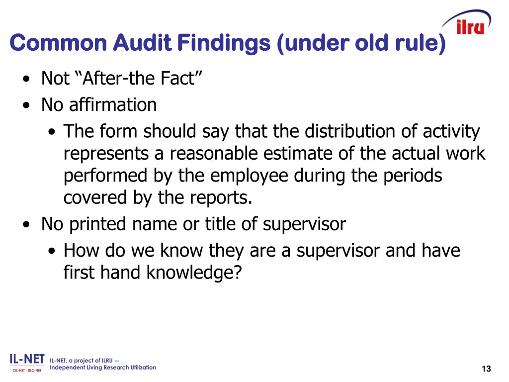 common audit findings under old common audit