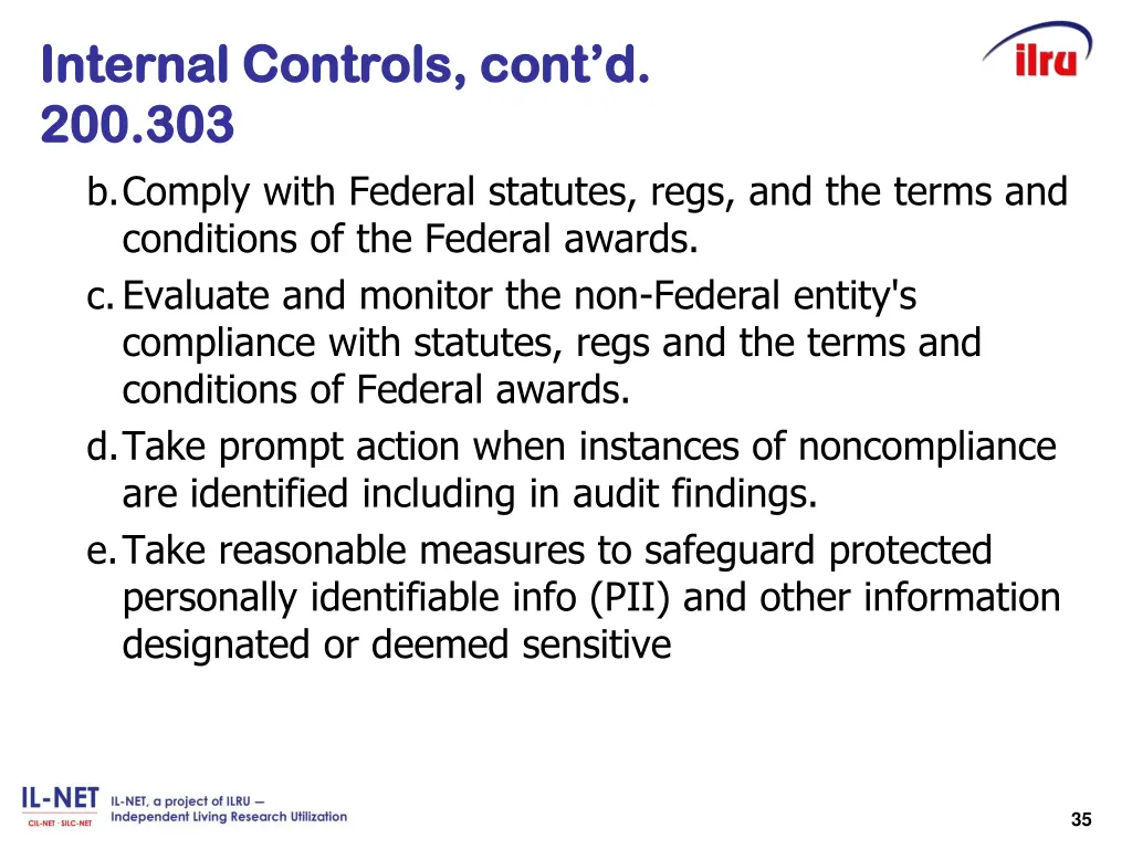 internal internal controls cont d controls cont