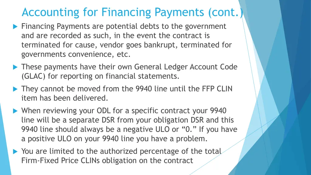 accounting for financing payments cont