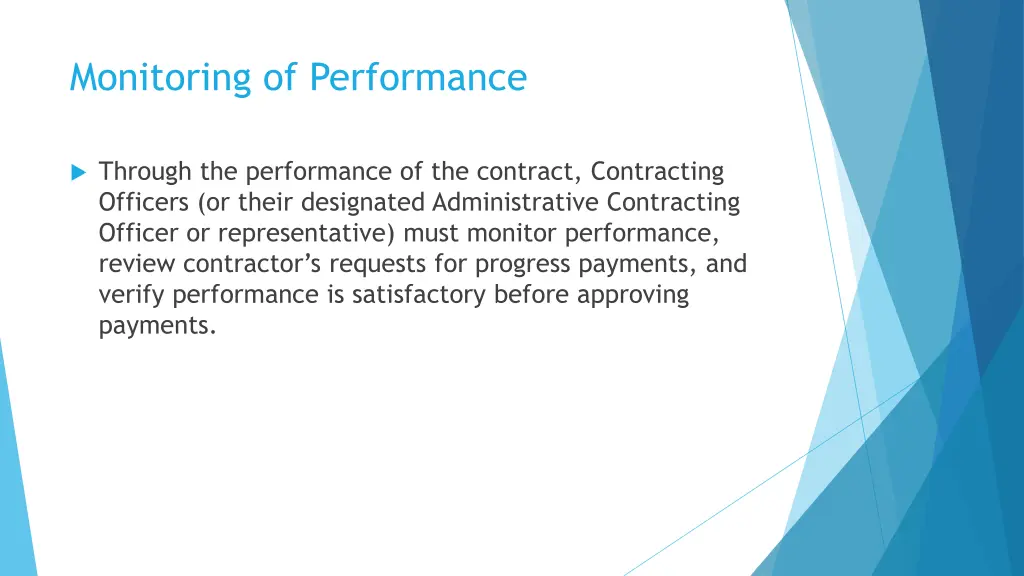 monitoring of performance