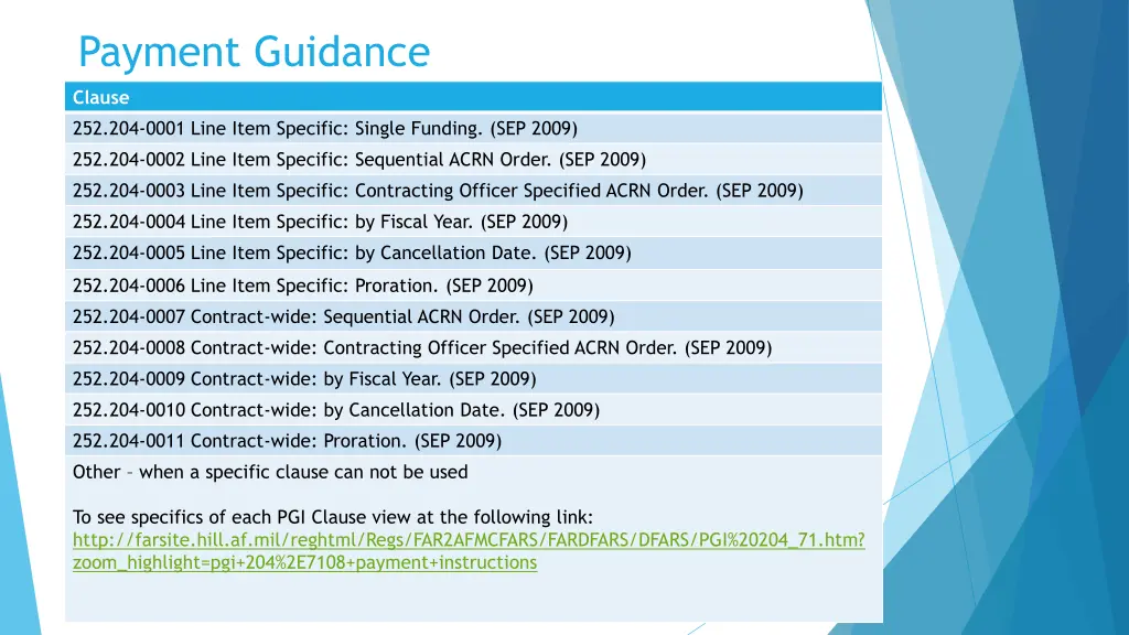 payment guidance