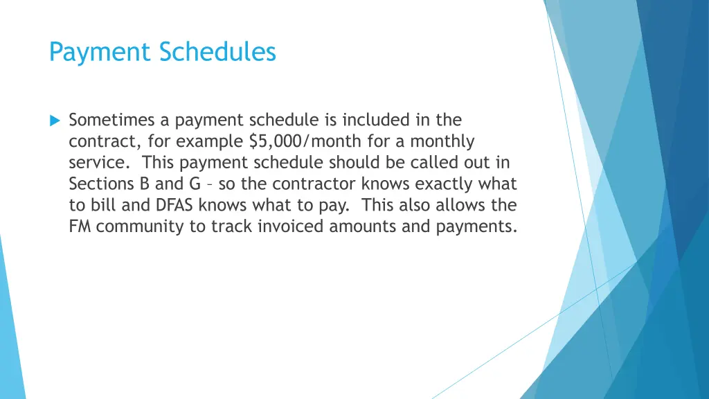 payment schedules