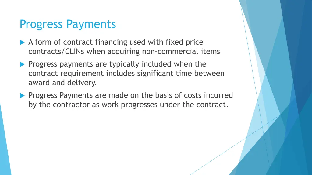 progress payments