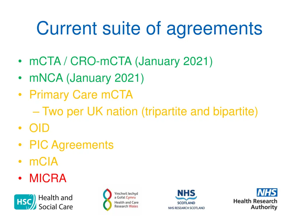 current suite of agreements 1