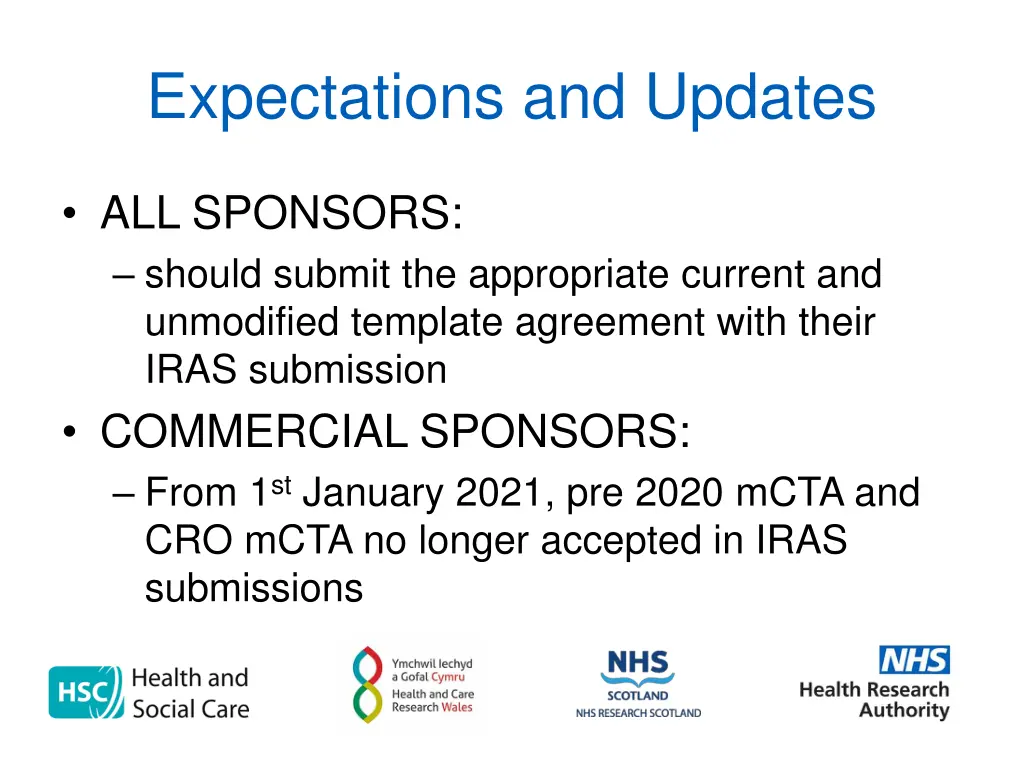 expectations and updates