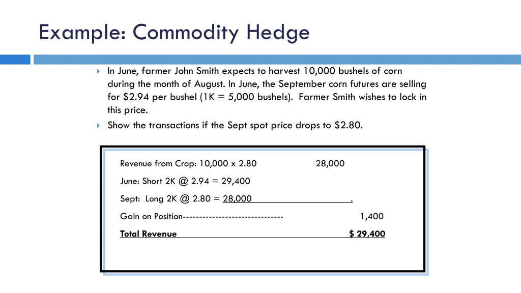 example commodity hedge