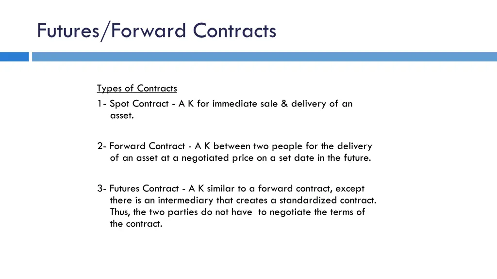 futures forward contracts