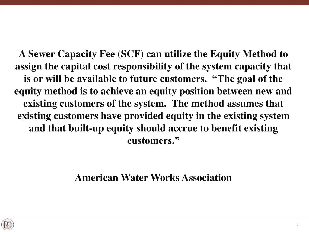 a sewer capacity fee scf can utilize the equity