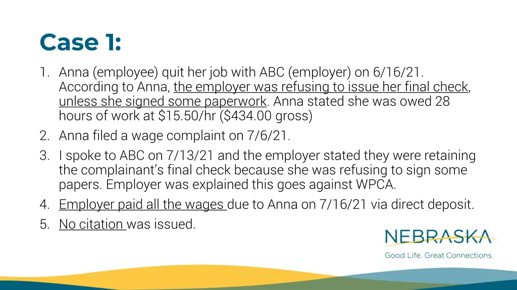 case 1 1 anna employee quit her job with