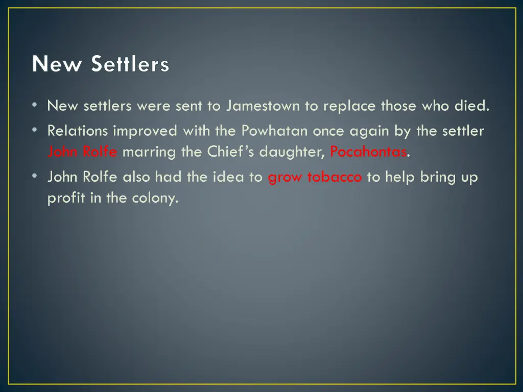 new settlers