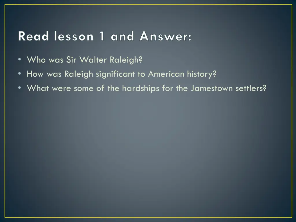 read lesson 1 and answer
