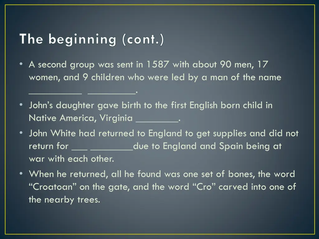 the beginning cont