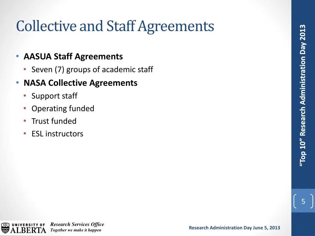 collective and staff agreements