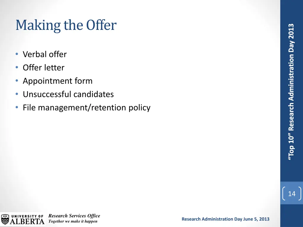 making the offer