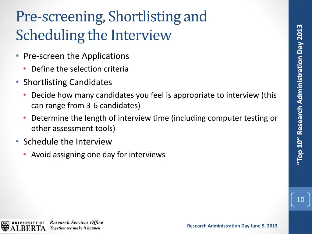 pre screening shortlisting and scheduling