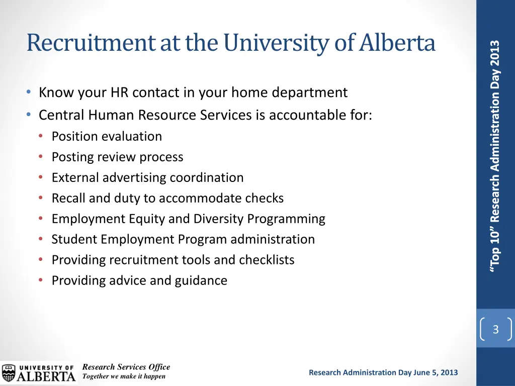 recruitment at the university of alberta