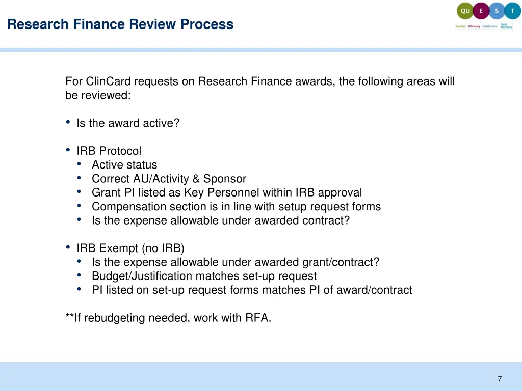 research finance review process