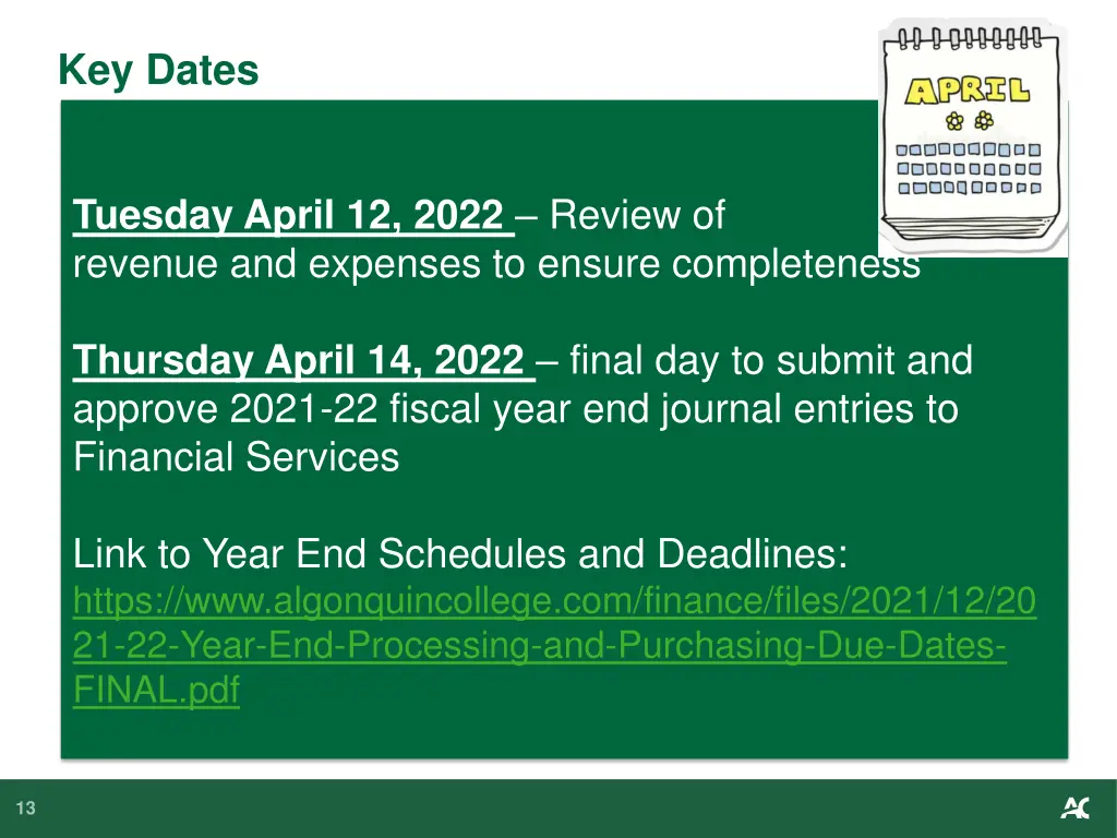 key dates 1