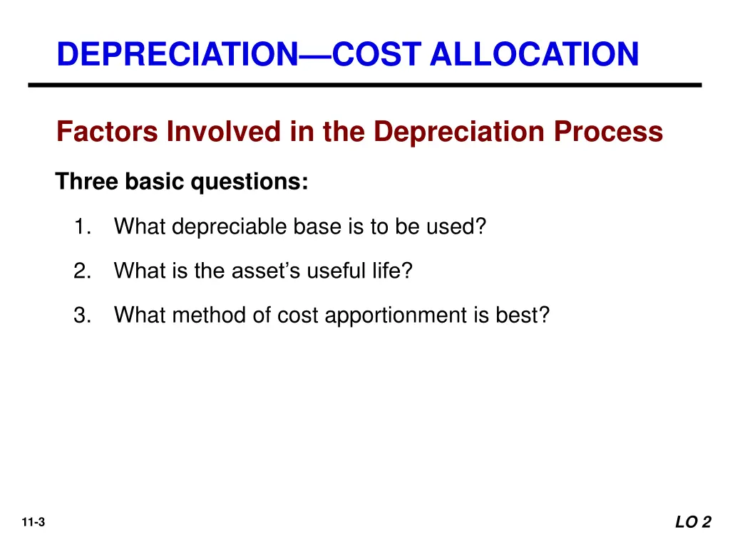 depreciation cost allocation