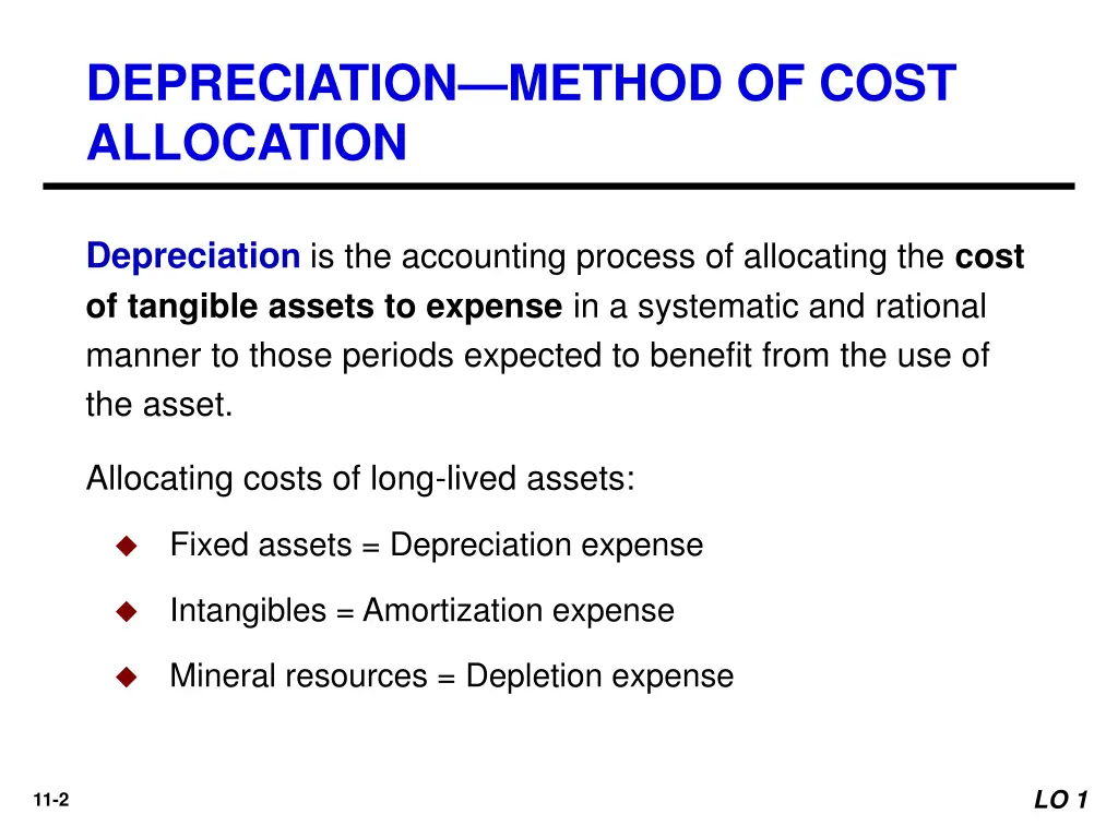 depreciation method of cost allocation