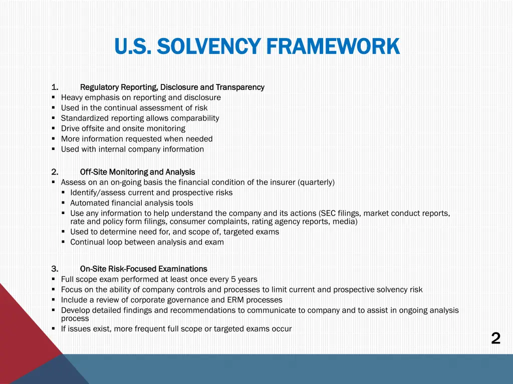 u s solvency framework u s solvency framework