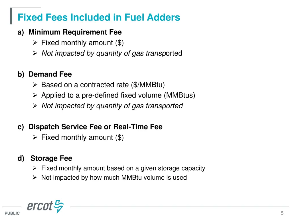 fixed fees included in fuel adders