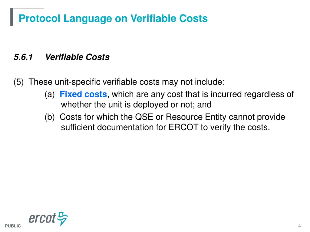 protocol language on verifiable costs