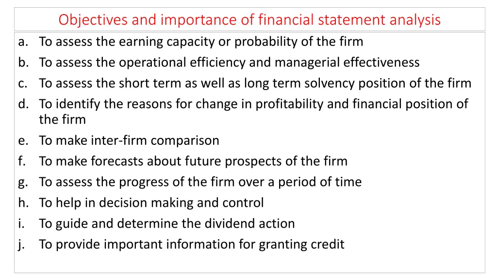 objectives and importance of financial statement