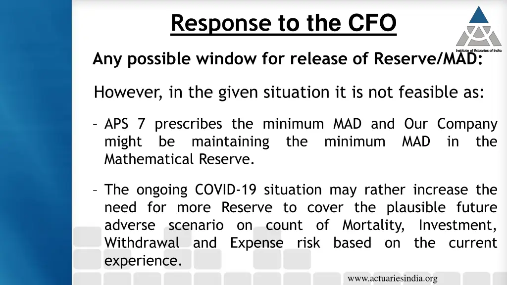 response to the cfo 3