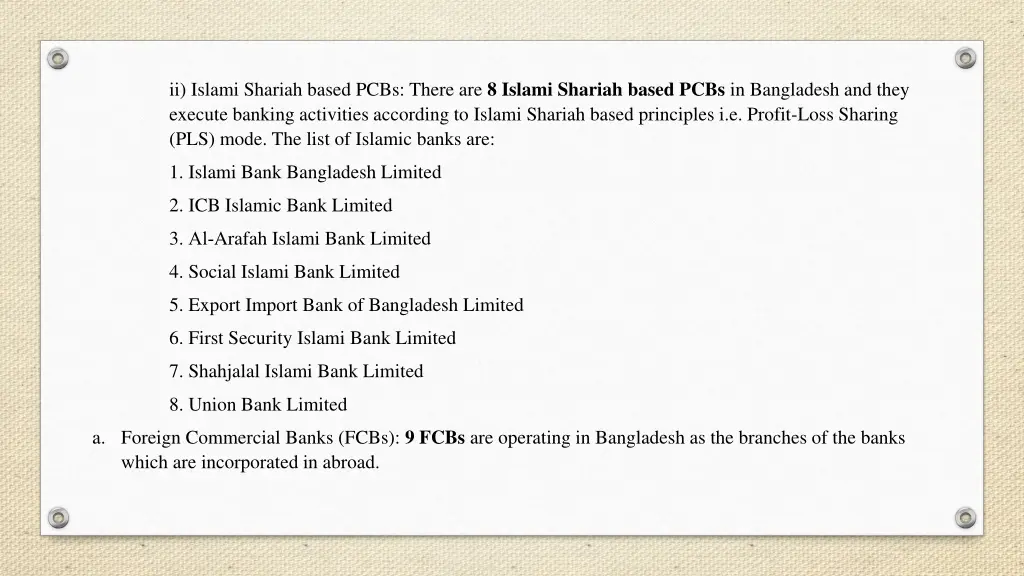 ii islami shariah based pcbs there are 8 islami