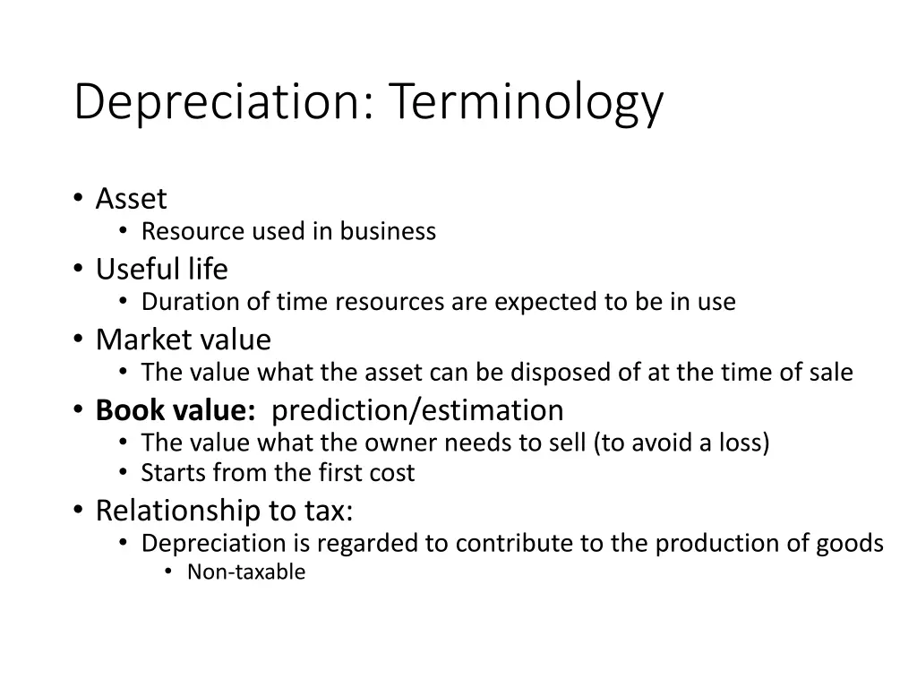 depreciation terminology