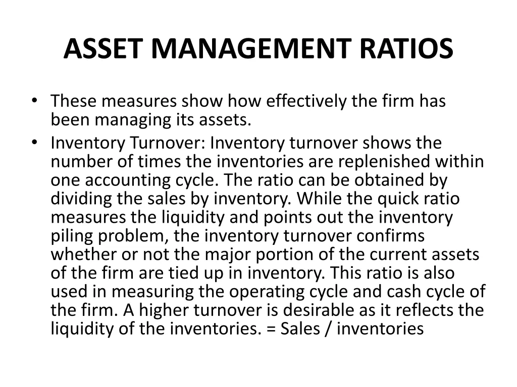 asset management ratios