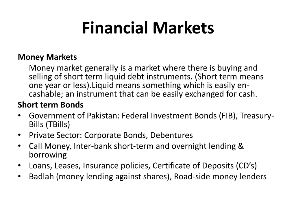 financial markets 1