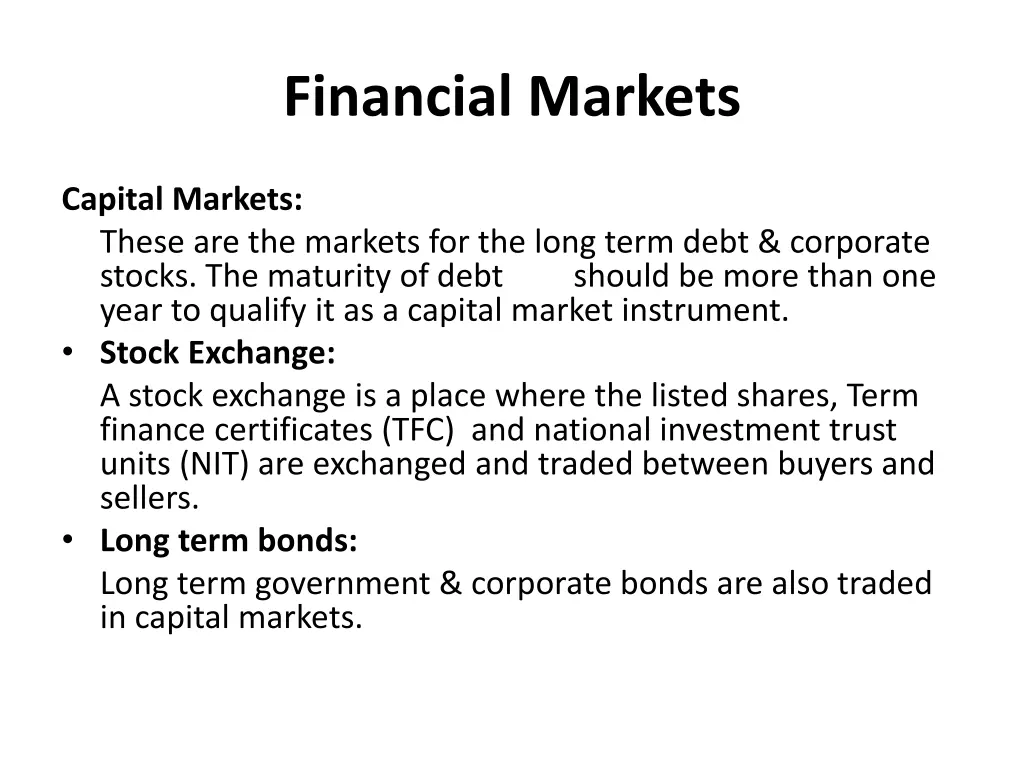 financial markets