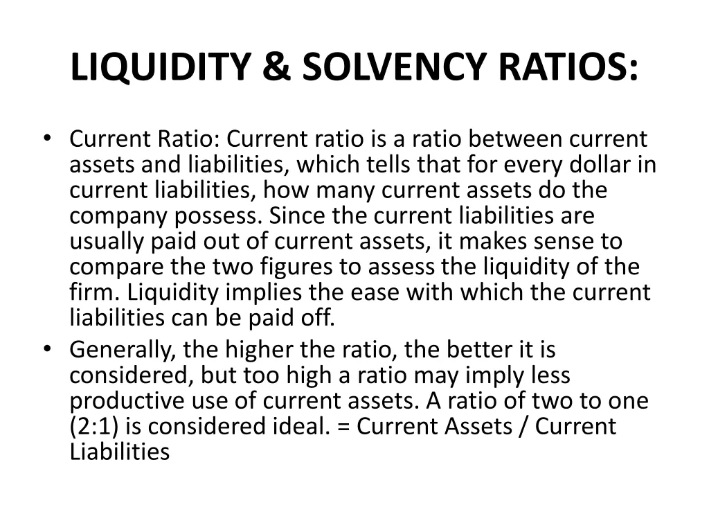 liquidity solvency ratios