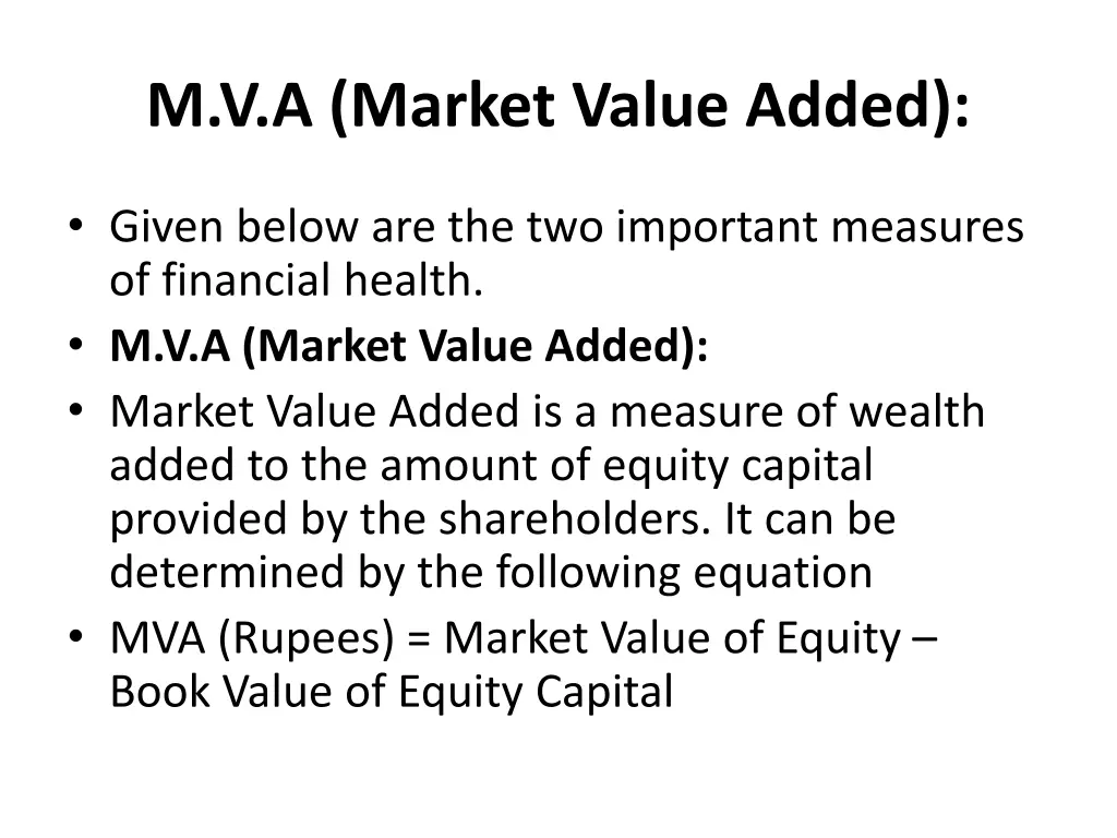 m v a market value added