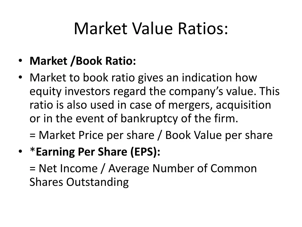 market value ratios 1