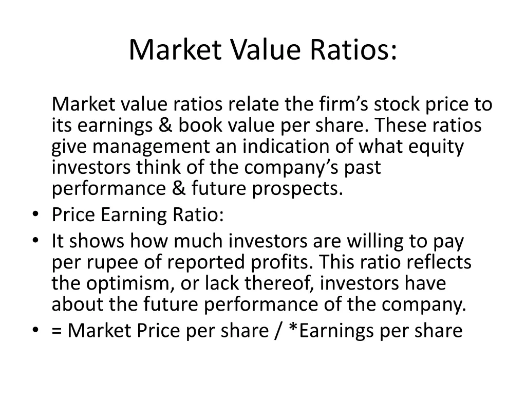 market value ratios