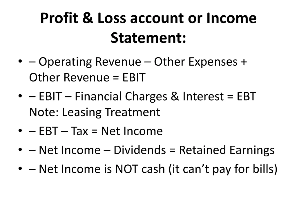 profit loss account or income statement
